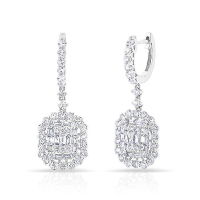Earrings CZ Putih 925 Sterling Perak Gaya Klasik untuk pertunangan dan pernikahan