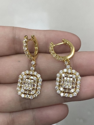 Earrings CZ Putih 925 Sterling Perak Gaya Klasik untuk pertunangan dan pernikahan