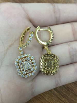 Earrings CZ Putih 925 Sterling Perak Gaya Klasik untuk pertunangan dan pernikahan