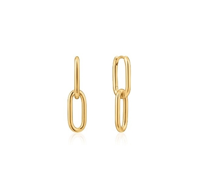Pesta Pernikahan Simple Silver Cable Link Stud Earring 30mm Tinggi Desain Elegan