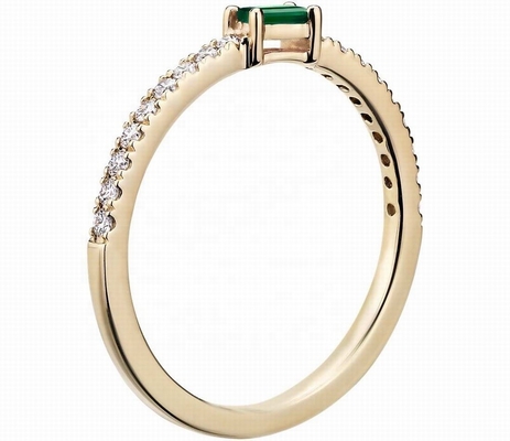 Perhiasan Mewah 925 Perhiasan Perak Sterling Cincin dengan Batu Hijau atau Putih dan 18K Plating Emas