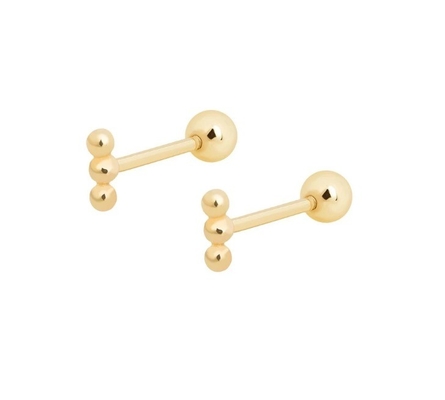Mini Barbell Perak Stud Earring dengan Sekrup Kembali 925 Sterling Perak