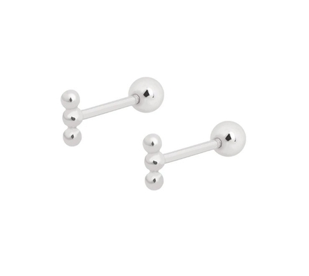 Mini Barbell Perak Stud Earring dengan Sekrup Kembali 925 Sterling Perak