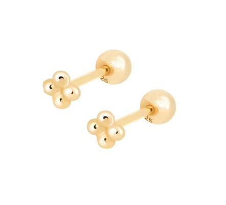 6mm Perak kecil bermata bola barbell stud anting-anting dengan sekrup kembali Perhiasan