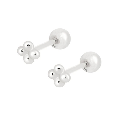 6mm Perak kecil bermata bola barbell stud anting-anting dengan sekrup kembali Perhiasan