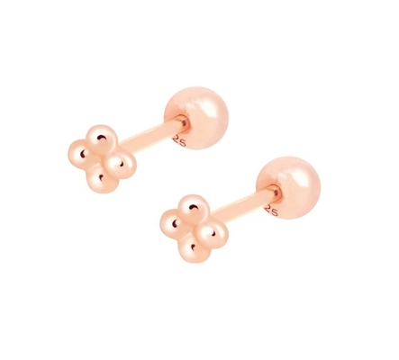 6mm Perak kecil bermata bola barbell stud anting-anting dengan sekrup kembali Perhiasan