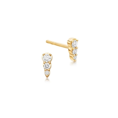 Trendy Mini Tiga Batu CZ Stud 925 Sterling Earrings Perak