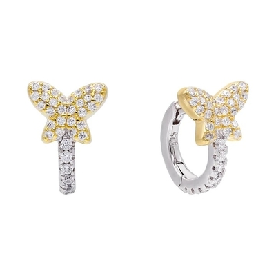 Mini Summer Butterfly Putih CZ Huggies 925 Sterling Earrings Perak