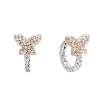 Mini Summer Butterfly Putih CZ Huggies 925 Sterling Earrings Perak