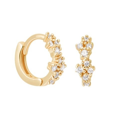 Bunga berbentuk putih CZ 925 Sterling Silevr Huggies anting-anting untuk wanita