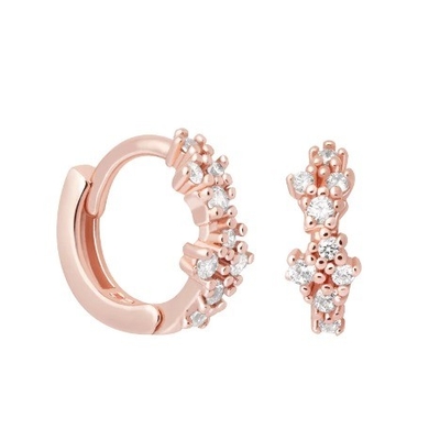 Bunga berbentuk putih CZ 925 Sterling Silevr Huggies anting-anting untuk wanita