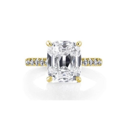 Putih CZ 925 Perak Sterling cincin pertunangan 18K Plating emas Baguette Cut