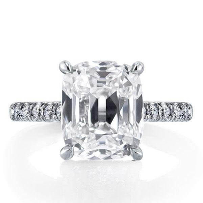 Putih CZ 925 Perak Sterling cincin pertunangan 18K Plating emas Baguette Cut