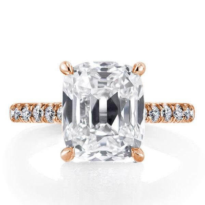 Putih CZ 925 Perak Sterling cincin pertunangan 18K Plating emas Baguette Cut