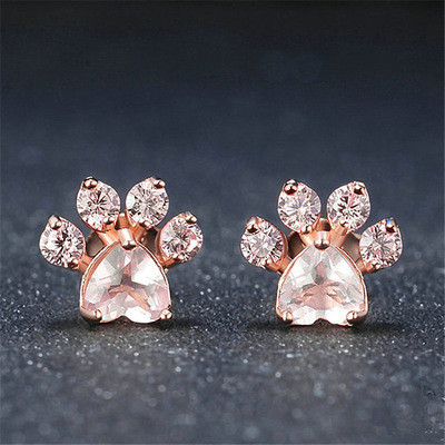 Penampilan Indah Anak-anak Jejak Hewan Earrings Stud Dalam 925 Sterling Perak Kuningan