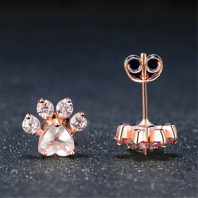 Penampilan Indah Anak-anak Jejak Hewan Earrings Stud Dalam 925 Sterling Perak Kuningan
