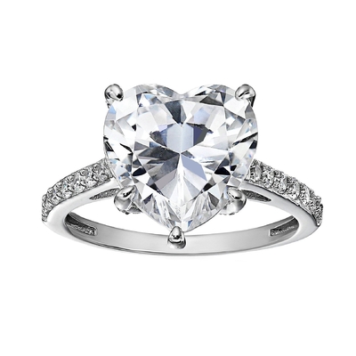Micro Insert Inlay Technology Heart Cut CZ Batu 925 Perak Sterling Cincin Pernikahan