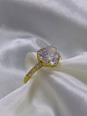 Micro Insert Inlay Technology Heart Cut CZ Batu 925 Perak Sterling Cincin Pernikahan