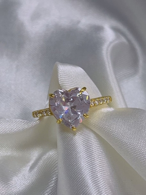 Micro Insert Inlay Technology Heart Cut CZ Batu 925 Perak Sterling Cincin Pernikahan