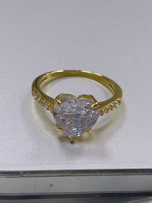 Micro Insert Inlay Technology Heart Cut CZ Batu 925 Perak Sterling Cincin Pernikahan