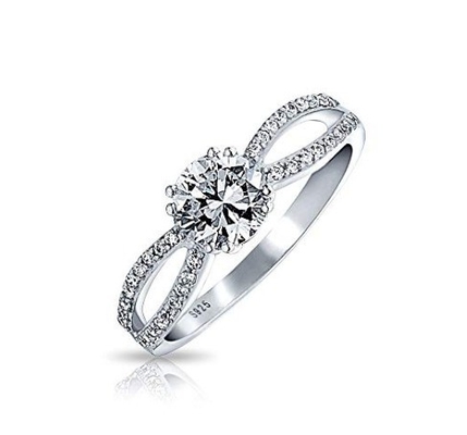 925 Sterling Silver Ring Micron Pave White Gold Plated untuk Wanita Pernikahan Pernikahan
