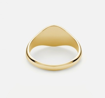 18K emas dilapisi Custom Engrave Signet 925 Sterling Perak Unisex Perhiasan halus cincin