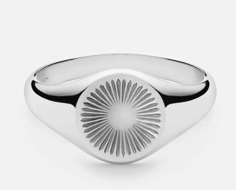 18K emas dilapisi Custom Engrave Signet 925 Sterling Perak Unisex Perhiasan halus cincin