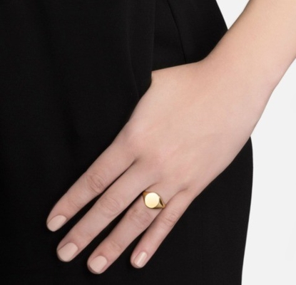18K emas dilapisi Custom Engrave Signet 925 Sterling Perak Unisex Perhiasan halus cincin