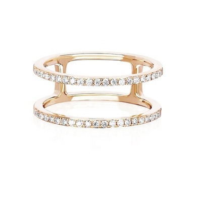 White CZ Double Row Stackable Rings Gold 18K Plated Real 925 Sterling Silver Crystal Cubic Zircon Perhiasan