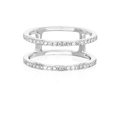 White CZ Double Row Stackable Rings Gold 18K Plated Real 925 Sterling Silver Crystal Cubic Zircon Perhiasan