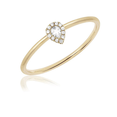 18K Gold Rhodium Plated Teardrop Stack Cincin Pertunangan Perhiasan untuk Pasar Negara
