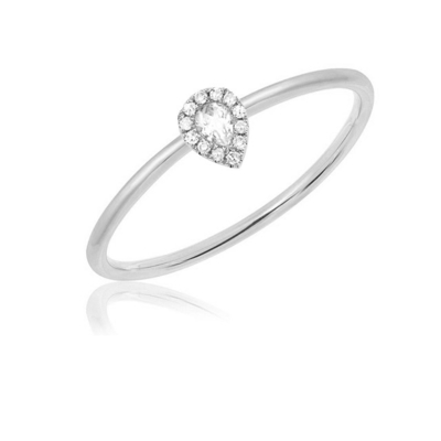 18K Gold Rhodium Plated Teardrop Stack Cincin Pertunangan Perhiasan untuk Pasar Negara