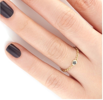 Ukuran Batu 3mm Populer Dilapis Emas 925 Perak Bezel Setting Hitam CZ Rantai Cincin Manfaat