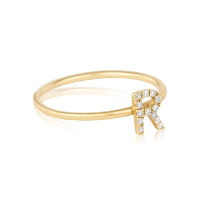 Perhiasan Perak Pribadi 18K Plating Emas Tumpuk Awal CZ Rings Tipis untuk Wanita