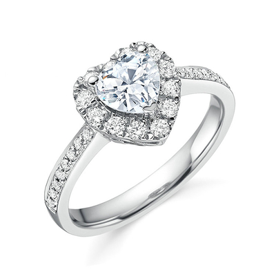 Kuningan Kreatif Bentuk Hati Jelas CZ 925 Sterling Perak Eternity Band Cincin Untuk Wanita Perhiasan