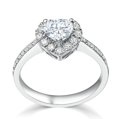 Kuningan Kreatif Bentuk Hati Jelas CZ 925 Sterling Perak Eternity Band Cincin Untuk Wanita Perhiasan