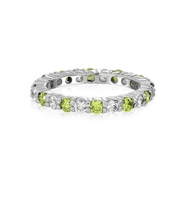 925 Perak Eternity Band Ring dengan Rose Gold Plating dan Birthstone CZ Batu Pilihan