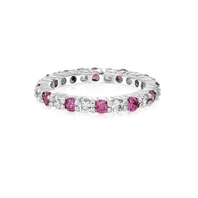 925 Perak Eternity Band Ring dengan Rose Gold Plating dan Birthstone CZ Batu Pilihan