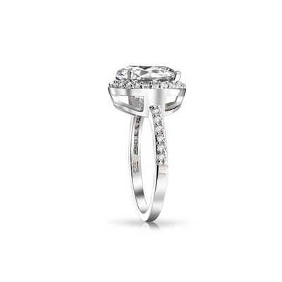 925 Sterling Perak 10mm Putih CZ Solitaire Cincin Pertunangan dengan Batu Utama Ukuran 10mm