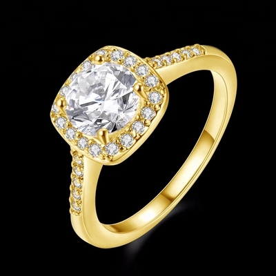 Diamond 18K Gold Plated Ring Ukuran 5 - Ukuran 10 Wanita Cincin Pertunangan