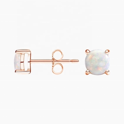 Grosir White Opal 925 Sterling Silver Stud Earrings untuk Perhiasan Wanita