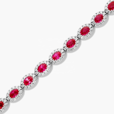 5.7mm Lebar Zircon Tenis Gelang Oval Emerald Putih 14K Emas Gelang Wanita