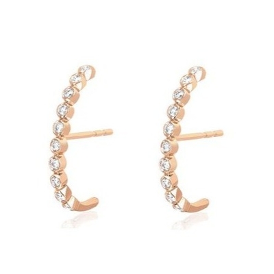 18K emas dilapisi bezel setting putih kubik Zircon Stud anting-anting untuk wanita