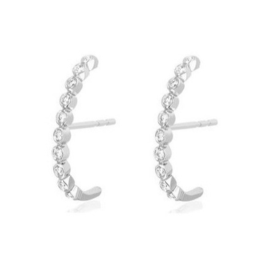 18K emas dilapisi bezel setting putih kubik Zircon Stud anting-anting untuk wanita