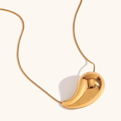 Customized 18K Gold Teardrop Necklace 45+5cm Kuningan Teardrop Necklace