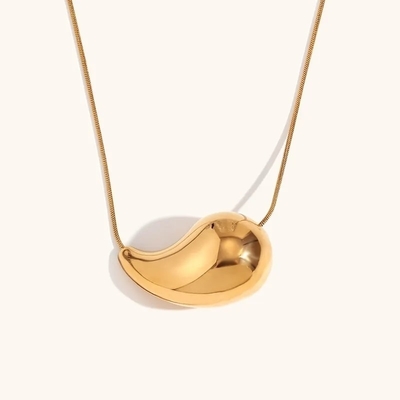 Customized 18K Gold Teardrop Necklace 45+5cm Kuningan Teardrop Necklace