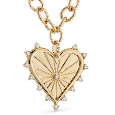 18K Gold Putih CZ Spiked Love Heart Charm Kalung 925 Sterling Silver Pendant