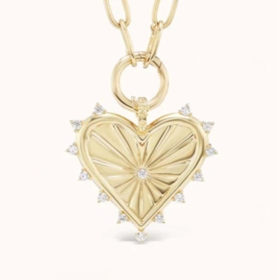 18K Gold Putih CZ Spiked Love Heart Charm Kalung 925 Sterling Silver Pendant