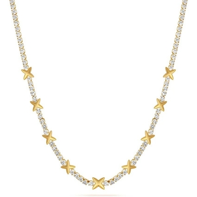 OEM Klasik Kuningan Tennis Star Pendant Kalung Dengan Batu Zircon Kubik Brilliant