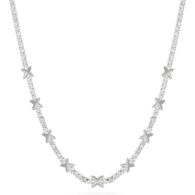 OEM Klasik Kuningan Tennis Star Pendant Kalung Dengan Batu Zircon Kubik Brilliant
